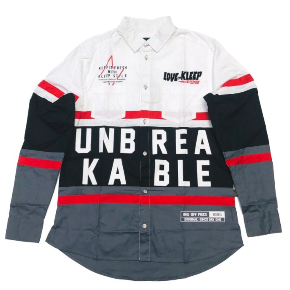 Love To Kleep Cut and Sew Long Sleeve Button-up Shirt
Color: Dove Gray, Red